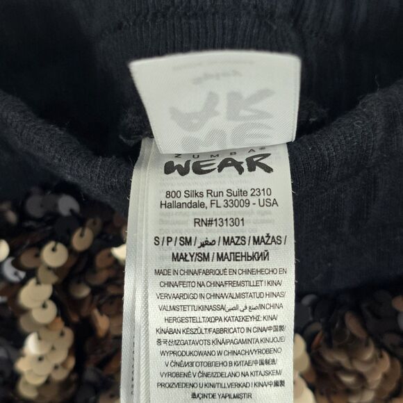 ZUMBA Hip Hop Dance Sweat Pants Top Shirt Set Women Small Rose Sequence Gold - Picture 9 of 16